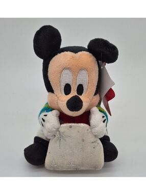 Disney Store Mickey Mouse Sledding Pull Action Plush NWT